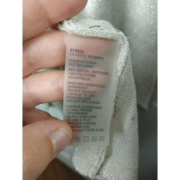 FYLO Women's Open Waterfall 3/4 Sleeve Tan Metallic Silver Accent Sweater SizeS - Picture 8 of 9